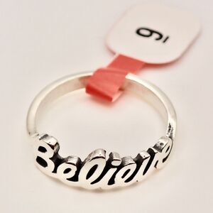 NEW Retired James Avery Believe Script Ring 9 Sterling Silver Band 925 Cursive
